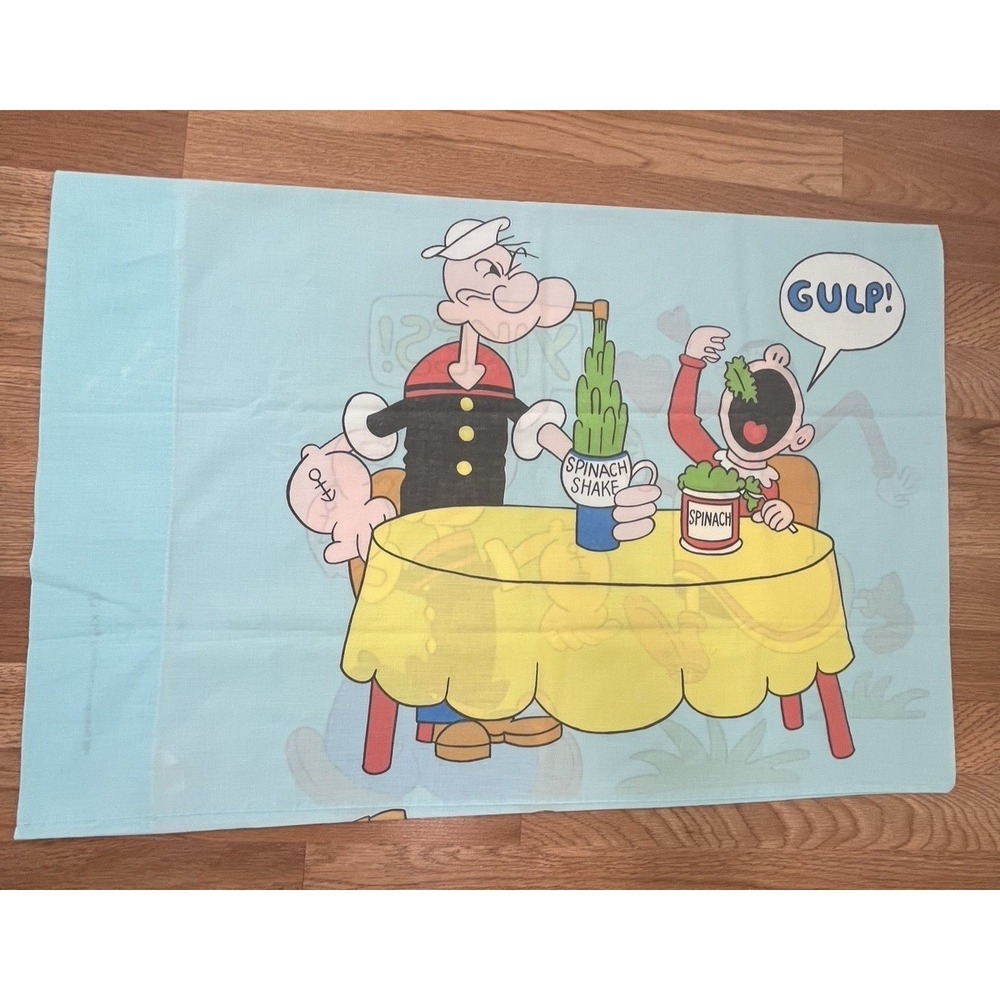 Vintage Pillowcase with Popeye, Olive Oyl & Sweet Pea - Double Sided